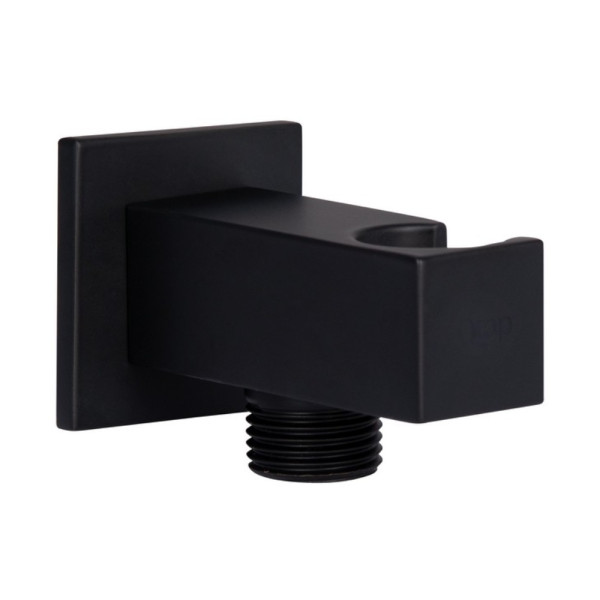 Подключение с держателем для шланга Qtap Spojeni прямоугольное QTCRBBH025 Black Matt