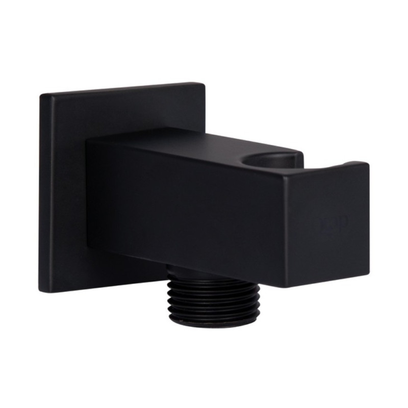 Подключение с держателем для шланга Qtap Spojeni прямоугольное QTCRBBH025 Black Matt