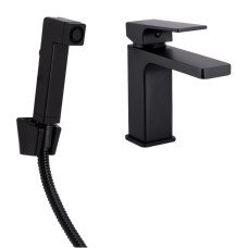 Змішувач для раковини Qtap Gemini (з гігієнічним душем) QTGEM272BLM45690 Black Matt
