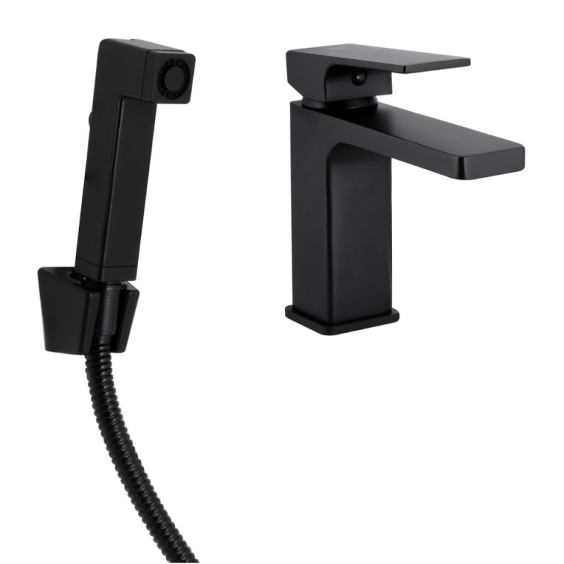 Смеситель для раковины Qtap Gemini (с гигиеническим душем) QTGEM272BLM45690 Black Matt