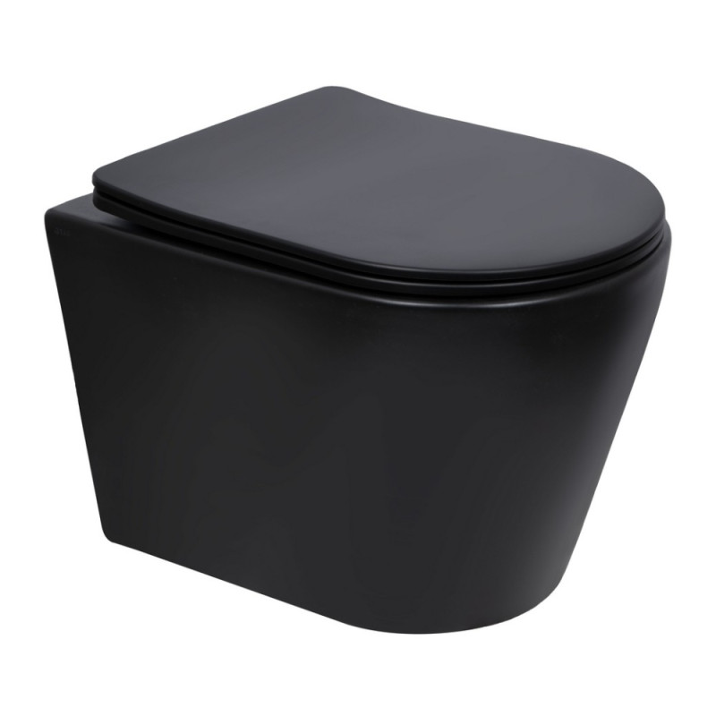 Унітаз підвісний Qtap Scorpio Ultra Quiet безобідковий з сидінням Soft-close MATT BLACK QT14332380AMB