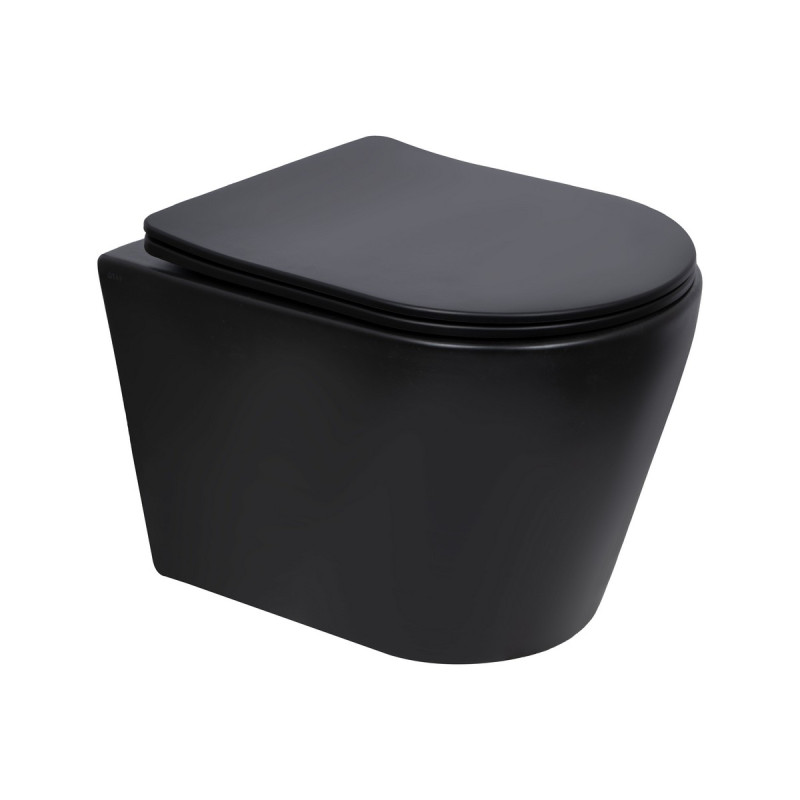 Унітаз підвісний Qtap Scorpio Ultra Quiet безобідковий з сидінням Soft-close MATT BLACK QT14332380AMB