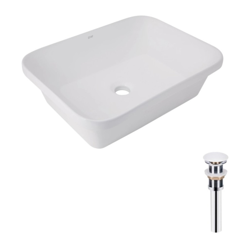 Комплект Qtap Scorpio: Раковина врізна прямокутна 510х390х145 мм White + Донний клапан PU02