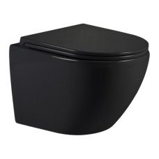 Унітаз підвісний Qtap Jay Ultra Quiet 485х360х320 мм, Matt Black, сидінням Slim Duroplast/ Soft-close/ Quick Relase QT07335177MB