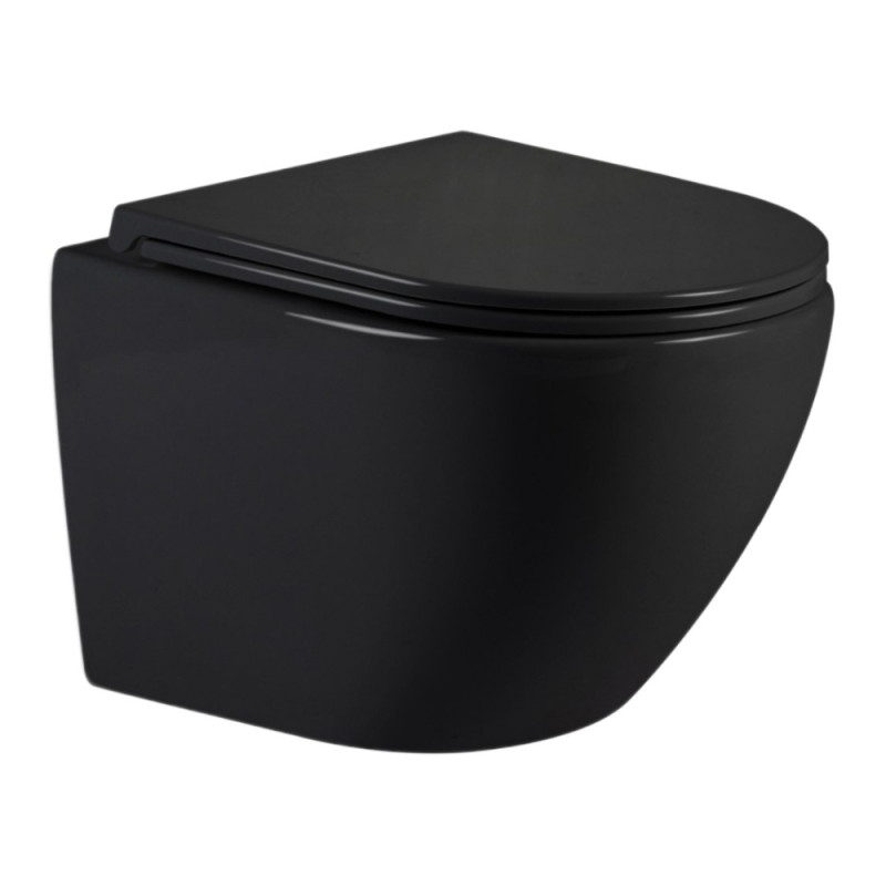 Унітаз підвісний Qtap Jay Ultra Quiet 485х360х320 мм, Matt Black, сидінням Slim Duroplast/ Soft-close/ Quick Relase QT07335177MB