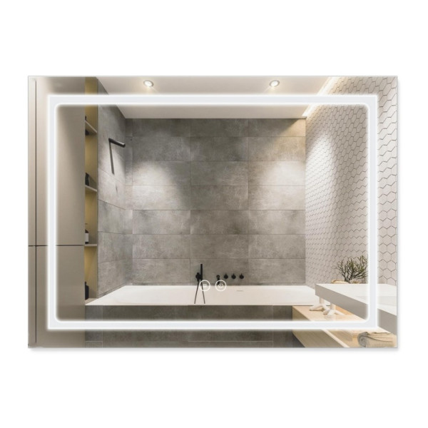Зеркало Qtap Mideya (DC-F904) 800х600 с LED-подсветкой Touch, с диммером, рег. яркости QT2078F904W