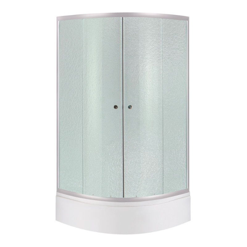 Lidz Latwa SC90x90.SAT.MID.FR Душевая кабина полукруглая, стекло Frost 4 мм + Lidz Душевой поддон KAPIELKA ST90x90x26, с панелью