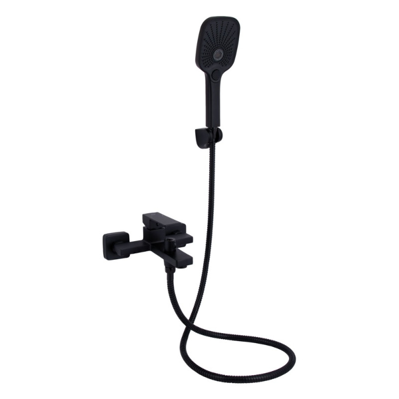Смеситель для ванны Qtap Gemini (c душевым гарнитуром) QTGEM259BLM45682 Black Matt