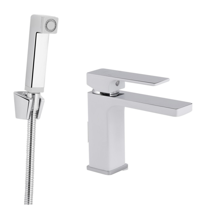 Смеситель для раковины Qtap Gemini (с гигиеническим душем) QTGEM272CRW45691 Chrome/White
