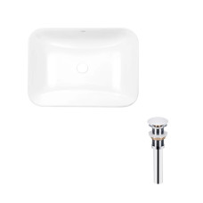 Комплект Qtap Scorpio: Раковина врезная прямоугольная 615х390х150 мм White + Донный клапан PU02
