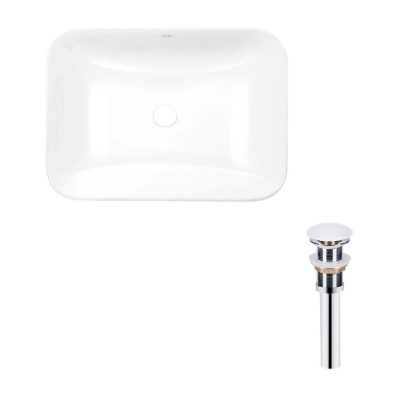 Комплект Qtap Scorpio: Раковина врізна прамокутна 615х390х150 мм White + Донний клапан PU02