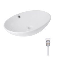 Комплект Qtap Dove: Раковина накладная овальная 635x420x150 мм White + Донный клапан PU02O