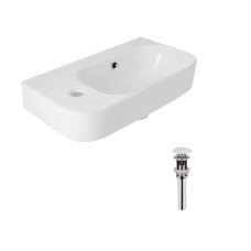 Комплект Qtap Tern: Раковина подвесная прямоугольная левая 450х250х158 мм White + Донный клапан PU02O