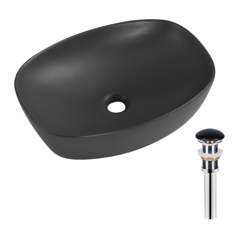 Раковина накладна Qtap Robin 500х380х140 мм, Anthracite, прямокутна, з донним клапаном QT04116302AN