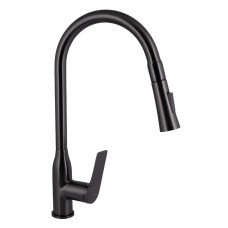 Смеситель для кухни Qtap Vlasta New с выдвижным изливом QTVLA344GMB45647 Gunmetal Black PVD