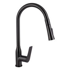 Смеситель для кухни Qtap Vlasta New с выдвижным изливом QTVLA344GMB45647 Gunmetal Black PVD