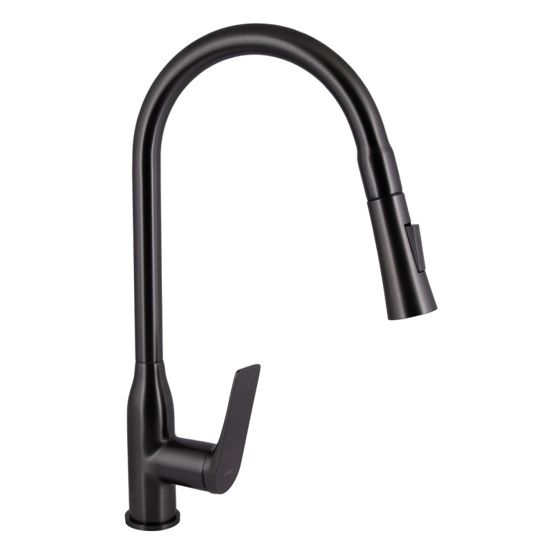 Смеситель для кухни Qtap Vlasta New с выдвижным изливом QTVLA344GMB45647 Gunmetal Black PVD