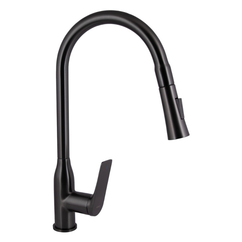 Смеситель для кухни Qtap Vlasta New с выдвижным изливом QTVLA344GMB45647 Gunmetal Black PVD