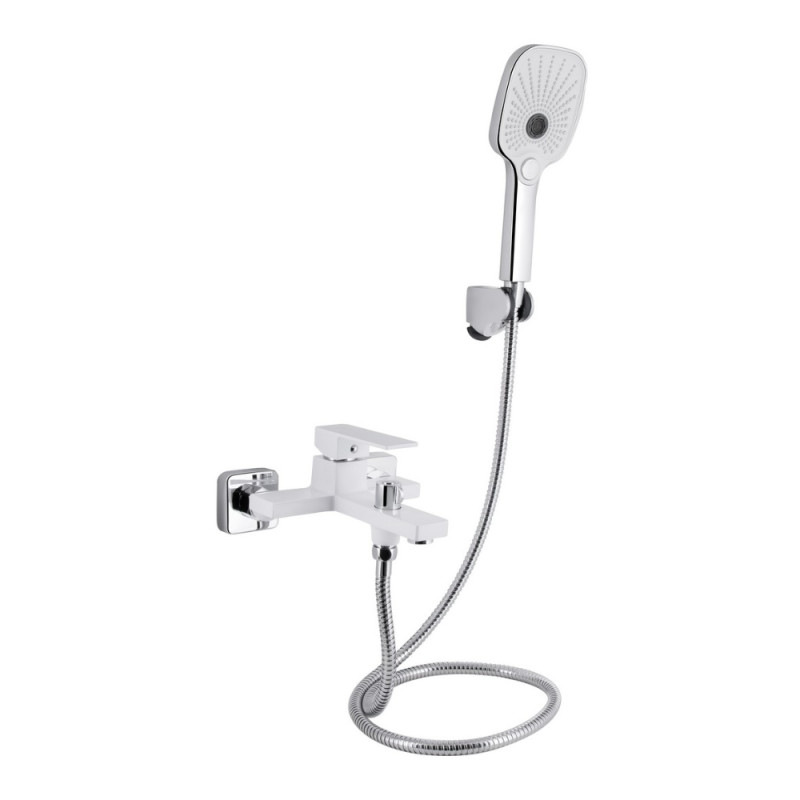 Змішувач для ванни Qtap Gemini (з душовим гарнітуром) QTGEM259CRW45683 Chrome/White