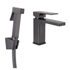 Змішувач для раковини Qtap Gemini (з гігієнічним душем) QTGEM272GMB45692 Gunmetal Black PVD