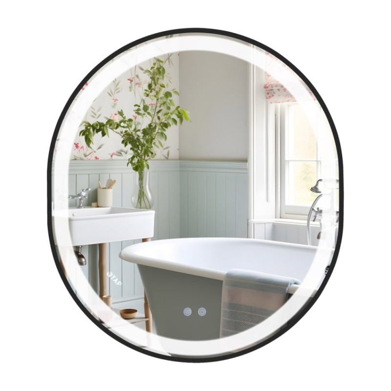Дзеркало Qtap Gemini 800х700 з LED-підсвічуванням Touch, з антизапотіванням, з димером, рег. темп. кольору (3000-6500K) Reverse QT2578R8072B