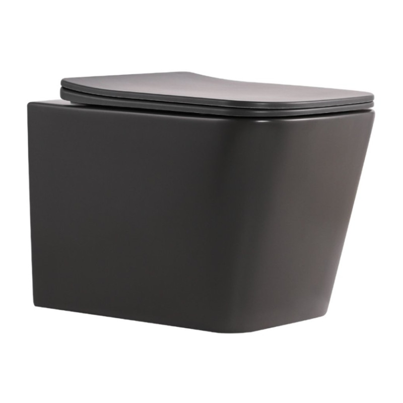 Унітаз підвісний Tern Ultra Quiet 490×365×325 мм, Anthracite, з сидінням Slim Duroplast / Soft-close / Quick Release QT17332303ASAN Qtap