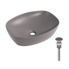 Раковина накладная Qtap Robin 500х380х140 мм, Stone grey, прямоугольная, с донным клапаном QT04116302SG