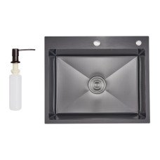 Lidz Handmade H6050HB Мийка для кухні інтегрована Decor Black PVD Honeycomb 2,5/0,5 мм LDH6050BDECPVD48371
