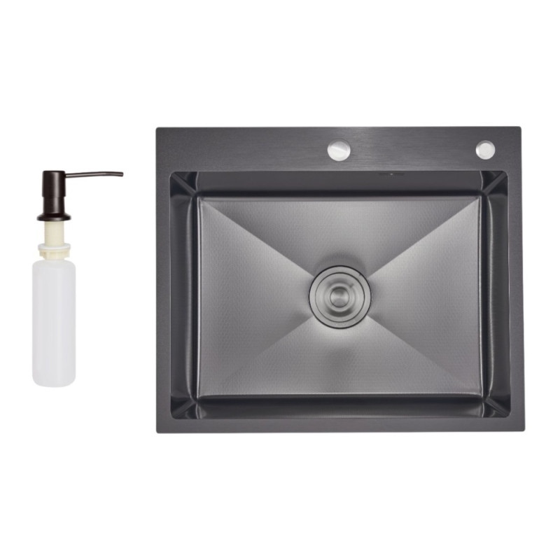 Lidz Handmade H6050HB Мойка для кухни интегрированная Decor Black PVD Honeycomb 2,5/0,5 мм LDH6050BDECPVD48371