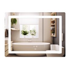 Дзеркало Lidz Kubis (KU2) 900х700 з LED-підсвічуванням Touch, з антизапотіванням, з димером, рег. яскравості LD78LF90448452
