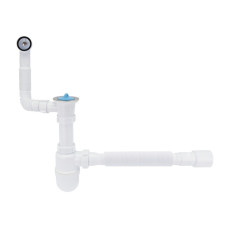 Сифон для кухонної мийки Lidz (WHI) 60 08 E004 00 з круглим переливом (вихід 50 мм)