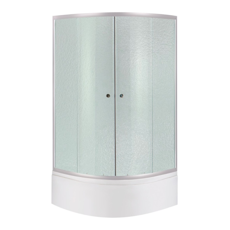 Lidz Latwa SC90x90.SAT.HIGH.FR Душевая кабина полукруглая, стекло Frost 4 мм + Lidz Душевой поддон KAPIELKA ST90x90x41, с панелью
