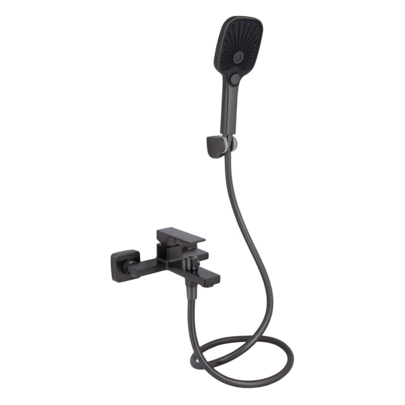 Смеситель для ванны Qtap Gemini (c душевым гарнитуром) QTGEM259GMB45684 Gunmetal Black PVD