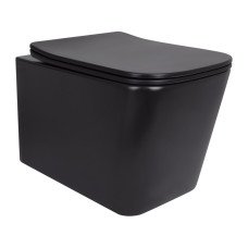 Унітаз підвісний Qtap Tern New Ultra Quiet безобідковий з сидінням Soft-close MATT BLACK QT17332303ASMB