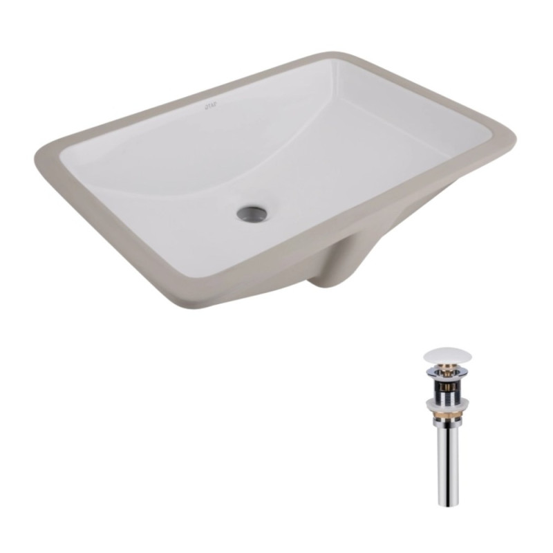 Комплект Qtap Stork: Раковина врезная прямоугольная 535x365x190 мм White + Донный клапан PU02O