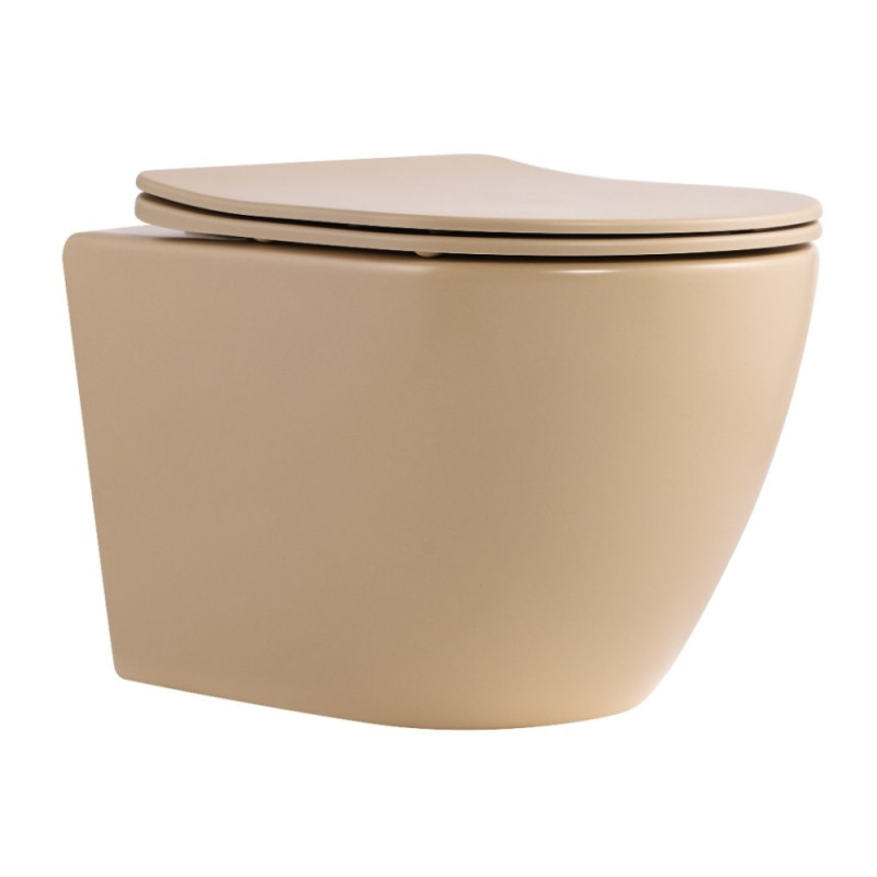 Унітаз підвісний Robin Ultra Quiet 490×365×325 мм, Beige, з сидінням Slim Duroplast / Soft-close / Quick Release QT13332381АSSB Qtap