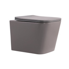 Унітаз підвісний Tern Ultra Quiet 490×365×325 мм, Stone Grey, з сидінням Slim Duroplast / Soft-close / Quick Release QT17332303ASSG Qtap