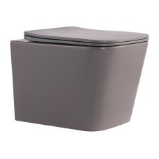 Унітаз підвісний Tern Ultra Quiet 490×365×325 мм, Stone Grey, з сидінням Slim Duroplast / Soft-close / Quick Release QT17332303ASSG Qtap