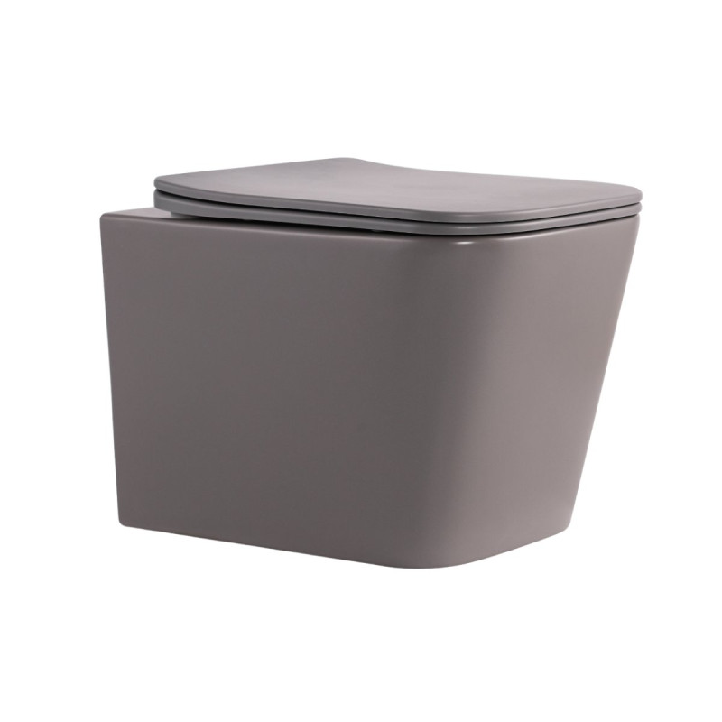 Унитаз подвесной Tern Ultra Quiet 490×365×325 мм, Stone Grey, с сиденьем Slim Duroplast / Soft-close / Quick Release QT17332303ASSG Qtap
