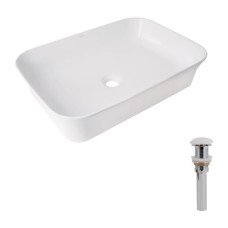 Комплект Qtap Virgo N: Раковина накладная 560x380x130 мм, White, прямоугольная + Донный клапан Pop-up PU02