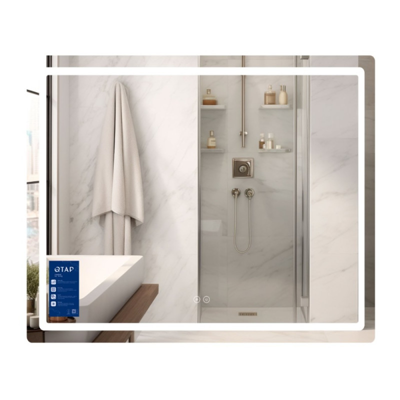 Дзеркало Qtap Mideya (MI2) 900х700 з LED-підсвічуванням Touch, з антизапотіванням, з димером, рег. яскравості QT2078NCF9070