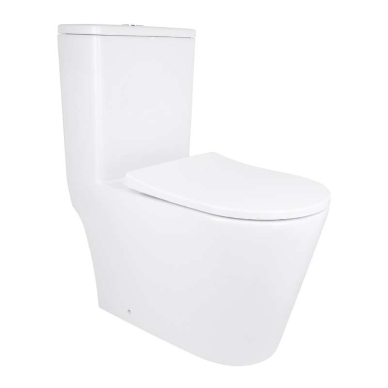 Унітаз-моноблок підлоговий Qtap Swan Ultra Quiet безобідковий з сидінням Soft-close WHITE QT16226080AW