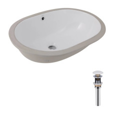 Комплект Qtap Stork: Раковина врізна овальна 570x390x210 мм White + Донний клапан PU02O