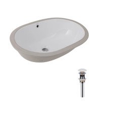 Комплект Qtap Stork: Раковина врізна овальна 570x390x210 мм White + Донний клапан PU02O