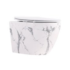 Унитаз подвесной Robin Ultra Quiet 490×365×325 мм, Marble, с сиденьем Slim Duroplast / Soft-close / Quick Release QT13332381АSMR Qtap