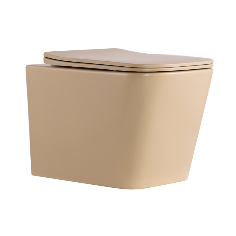 Унитаз подвесной Tern Ultra Quiet 490×365×325 мм, Beige, с сиденьем Slim Duroplast / Soft-close / Quick Release QT17332303ASSB Qtap