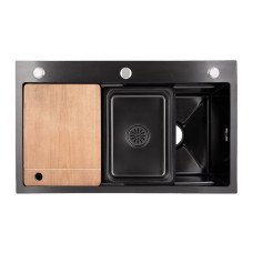 Lidz Handmade H7545B Мойка для кухни интегрированная Decor Black PVD Honeycomb 3,0/1,0 мм LDH7545BDECPVD48373