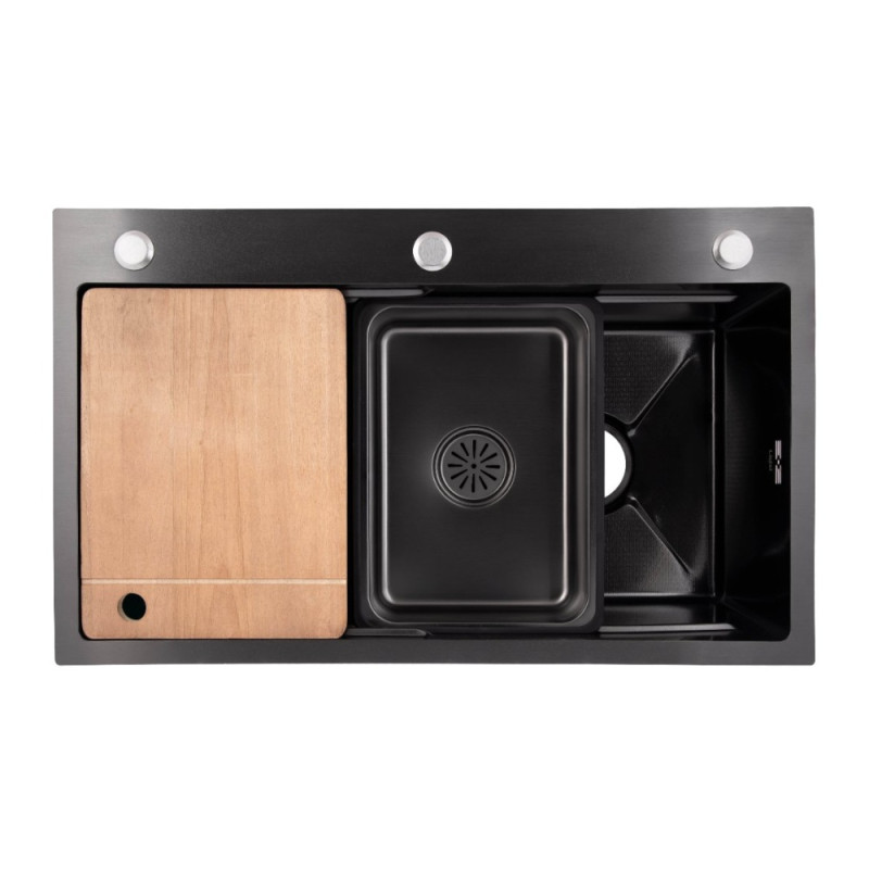 Lidz Handmade H7545B Мойка для кухни интегрированная Decor Black PVD Honeycomb 3,0/1,0 мм LDH7545BDECPVD48373
