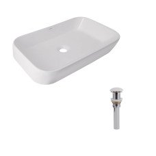 Комплект Qtap Scorpio: Раковина накладна 550x390x120 мм, White, прямокутна + Донний клапан Pop-up PU02