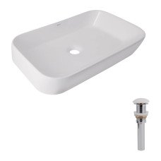 Комплект Qtap Scorpio: Раковина накладная 550x390x120 мм, White, прямоугольная + Донный клапан Pop-up PU02
